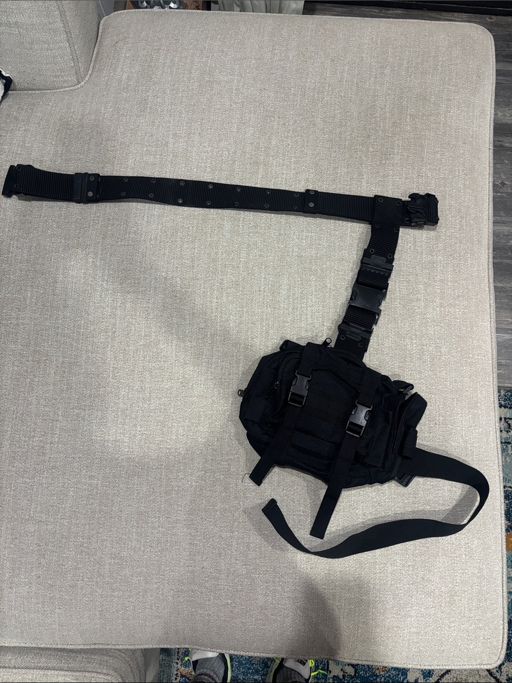 Men's Black Tactical Thigh Belt Bag - Utility Hip Pack